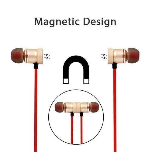 Generic Magnetic Stereo Wireless Headset - Gold/Red