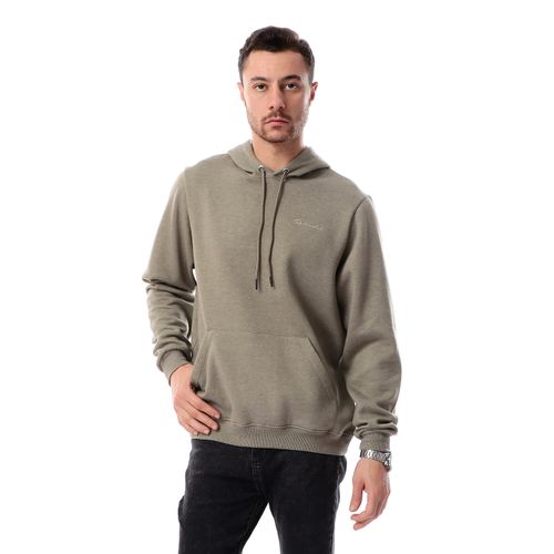 Buy Ted Marchel Solid Sweatshirt With Kangaroo Pocket - Heather Olive in Egypt