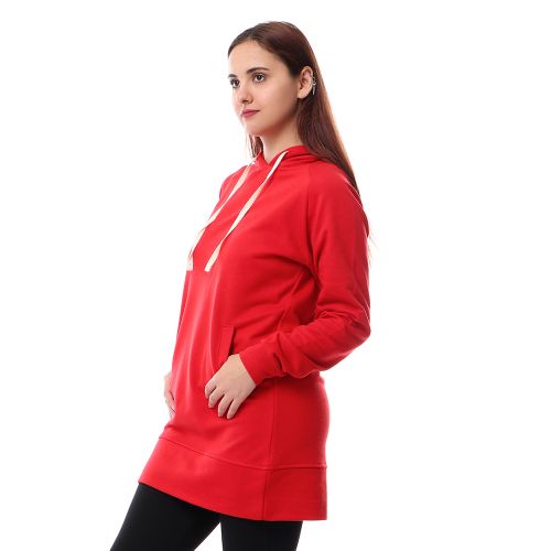 Kady سويت شيرت ساده كاجوال بكابيتشو - احمر