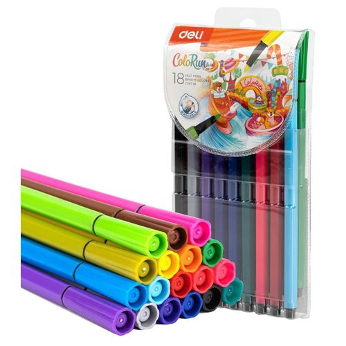 product_image_name-Deli-ألوان فلوماستر من شركة ديلى العالمية لتصنيع الادوات المكتبية- 18 قلم سن رفيع-1