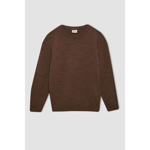 product_image_name-Defacto-Boy Crew Neck Regular Fit Pullover - Brown Melange-1