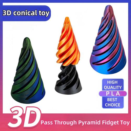 product_image_name-Generic-2Pcs Impossible Cone, Spiral Cone Fidget Toy, 3D Printed Spiral Cone Toy, Impossible Pyramid Passthrough Sculpture Spiral Fidget Toy for Adults (Green)-5