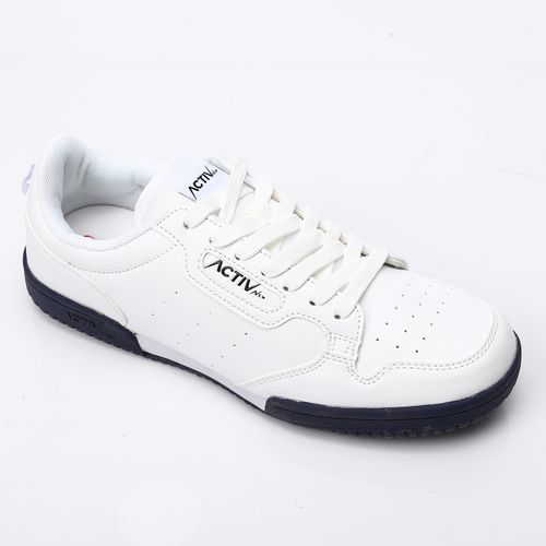 Buy Activ Round Toecap Lace-up Perforated Sneakers - White & Navy Blue in Egypt