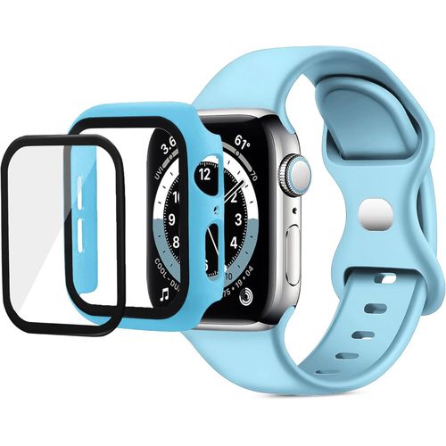 product_image_name-Generic-سوار تين تك مع غطاء متوافق مع ساعة Apple Watch مقاس 44 مم، سوار رياضي بديل من السيليكون، حزام مع غطاء وواقي شاشة زجاجي مدمج لساعات iWatch Series 6 و5 و4 وSE وSE 2-1