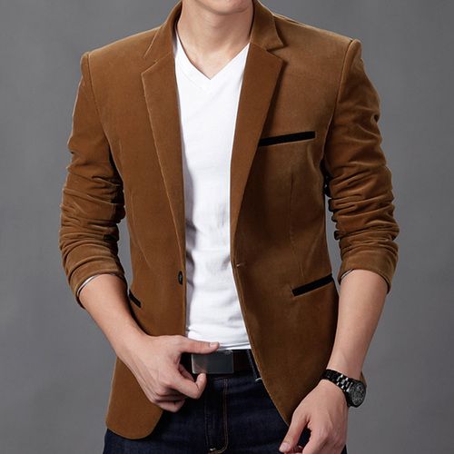 Khaki 2021 Autum Velvet Wedding Dress Coat Mens Blazer