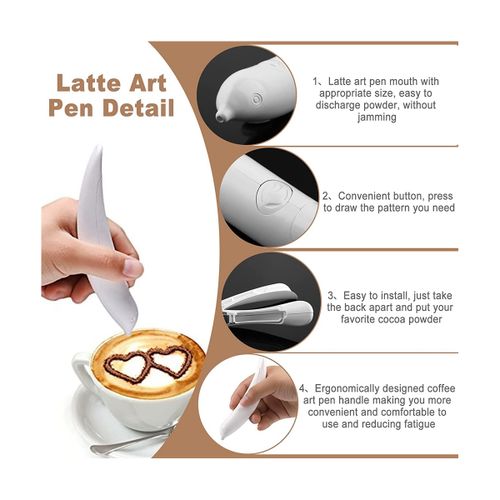  Latte Art Pen,Spice Pen,Latte Pen,Spice Pen Electric Coffee Pen ,Coffee Carving Pen,Electrical Latte Art Pen for Latte & Food DIY,Cake  Spice Stencils Pen : Office Products