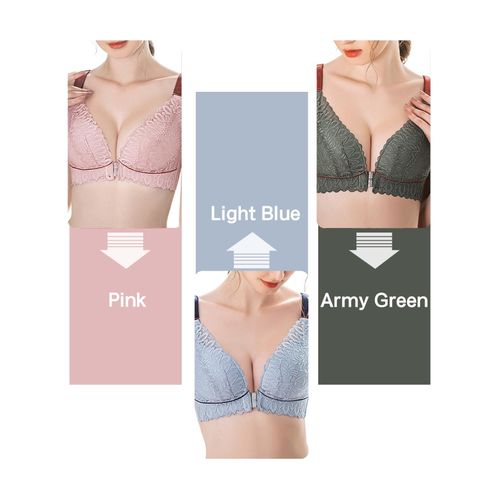 Generic Women Front Closure Bra No Underwire Thin Padded Plus Size