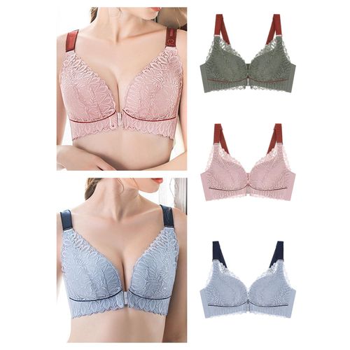 Women Front Closure Bra Plus Size Thin Padded No Underwire Bras