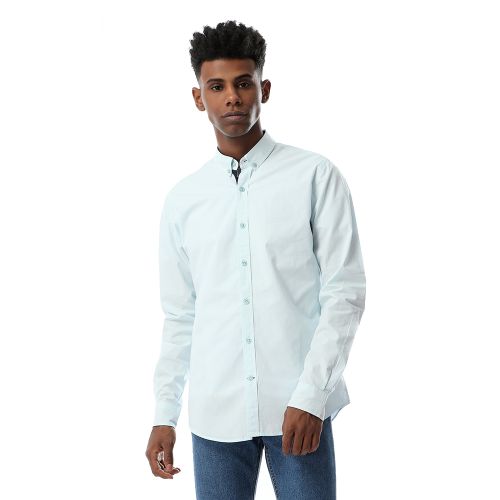 Ravin Solid Full Sleeves Buttoned Sky Blue Shirt