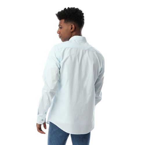 Ravin Solid Full Sleeves Buttoned Sky Blue Shirt