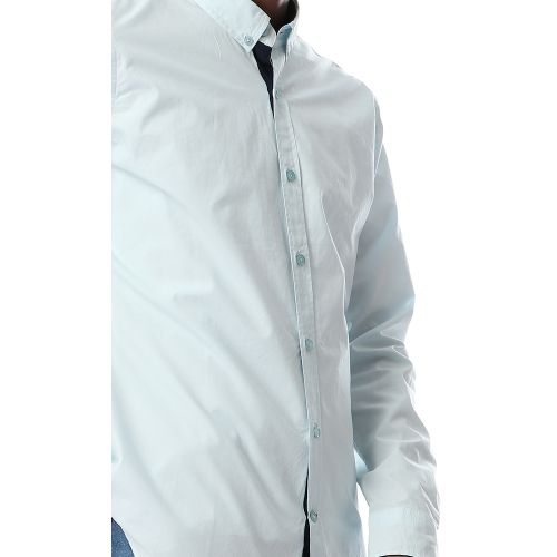 Ravin Solid Full Sleeves Buttoned Sky Blue Shirt