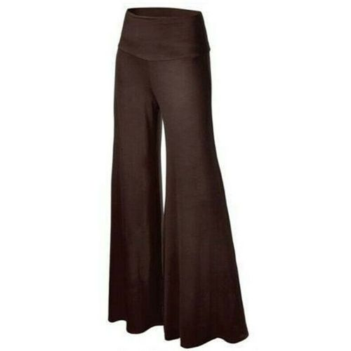 Fashion （brown）Womens Plus Size High Waist Wide Leg Maxi Long Pants Solid  Color Office Lady Loose Stretch Pleated Palazzo Lounge Trousers S-3X WJu @  Best Price Online