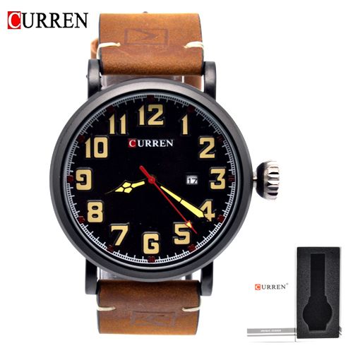 CURREN 8283 Men Leather Wristwatch Brown