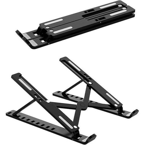 Portable Laptop Base, Foldable Laptop Metal Stand with 10 Adjustable Angle for Heat Ventilation, Stable Non-Slip Base for Laptops with Work Fatigue Relief