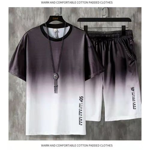 Buy Men`s Printed Short T-Shirt Set Purple/White in Egypt