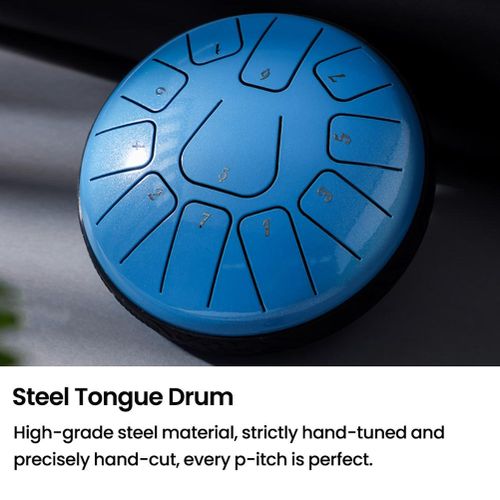 6 Inch 11-Note Steel Tongue Drum with Drumsticks Percussion