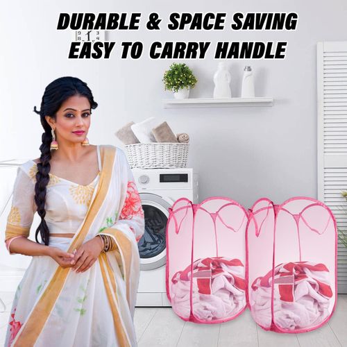 product_image_name-Generic-Kuber Industries, Nylon Mesh Laundry Basket, Foldable Laundry Bag, Netted Lightweight Laundry Organizer, Reinforced Handle With Sturdy Base, 30 L-5