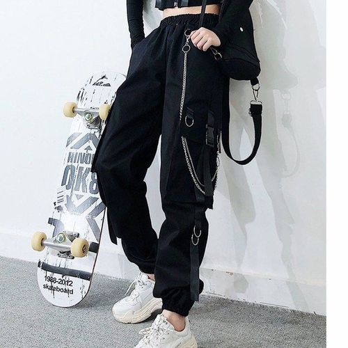 Buy A-IN GIRLS Elastic Waist Black Casual Pants Online