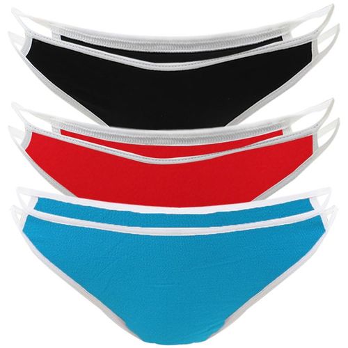  Solid Color Bra Color Striped Swimming Briefs with