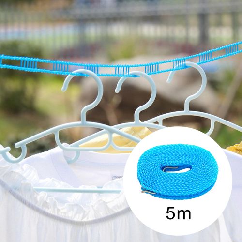 Generic Clothing Clothes Hanger Drying Rope Adjustable Blue 500cm