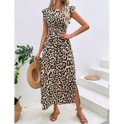 product_image_name-SHEIN-فستان من  بنقشة جلد النمر وحواف مكشكشة وفتحة جانبية تصل إلى الفخذ-1