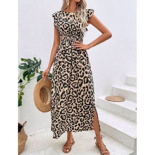 product_image_name-SHEIN-فستان من  بنقشة جلد النمر وحواف مكشكشة وفتحة جانبية تصل إلى الفخذ-4