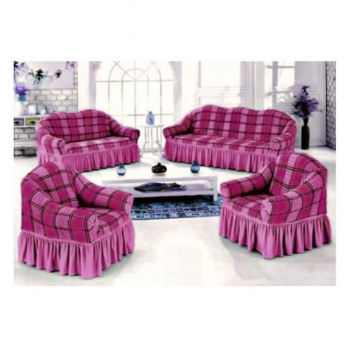 Buy Bedmoon Sofa Cover - 4 Pieces -Pink - Checkered -BedMoon in Egypt