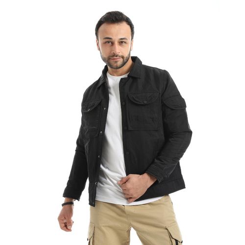 product_image_name-2b STYLISH-سترة بجيوب متعددة بإغلاق أزرار الضغط - أسود-1