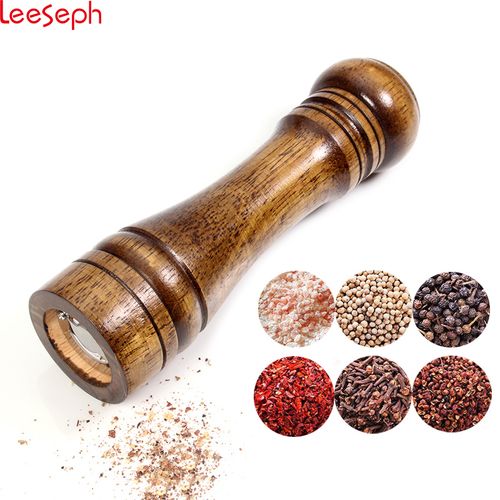 Pepper Mill Wood Pepper Grinder Adjustable Oak Wood Salt and Pepper Grinder  Refillable Ceramic Grinding Mechanism Sealed Salt Mill Spice Jar 5/8/10in