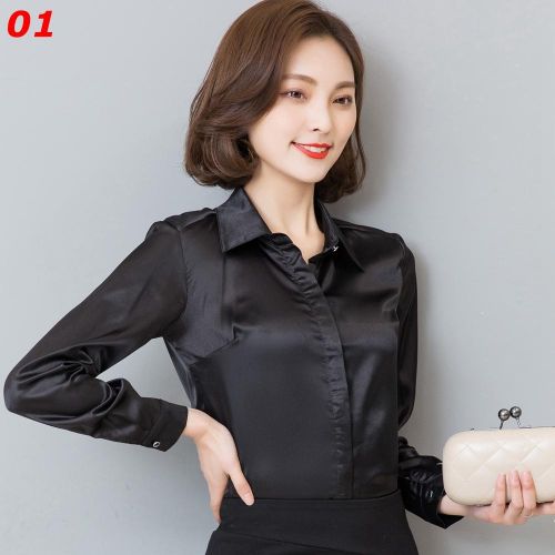 Stinlicher Satin Silk Shirt Women spring Autumn Long Sleeve