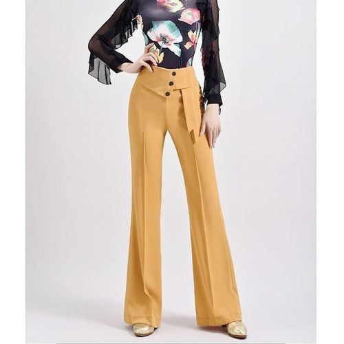 Fashion (Yellow)Women 2022 Spring Summer Fashion Solid Color Dance Pants  Female High Waist Wide Leg Pants Ladies Casual Loose Dance Trousers H59 DOU  @ Best Price Online