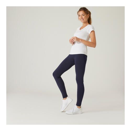 Women’s Fitness Leggings - Fit+ 500 Blue/Grey