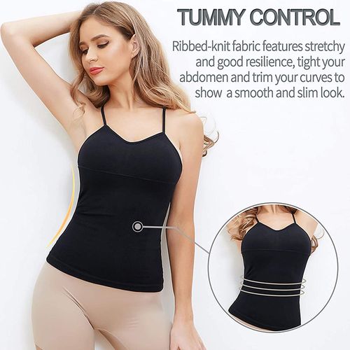 Women Body Shaping Camisole Built-in Padded Bra Shapewear Shirts Tummy  Control Slimming Corset Compression Tank Top