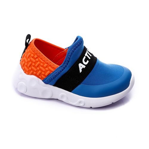 Buy Activ Slip On "ACTIV" Printed Baby Boy Sneakers - Blue, Orange & Black in Egypt