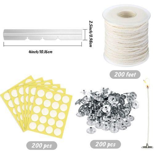 200ft Candle Wick Roll Braided Natural Cotton Wick Spool with 200 Sustainer  Tabs