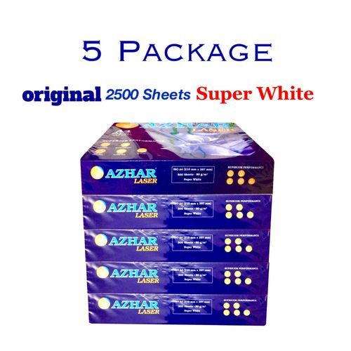 Buy Azhar A4 Print And Copy Paper - 80G - 5 Reams - Super White - 2500 Sheets in Egypt