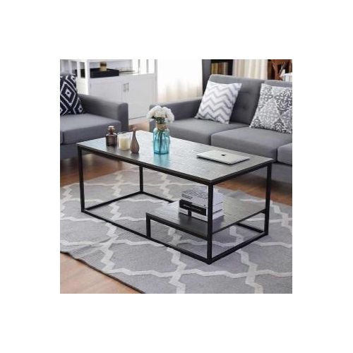 product_image_name-Generic-ترابيزه قهوة 2مستوى هيكل ستيل اسود سطح خشب ام دى اف-1