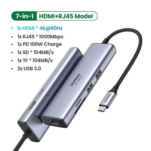 Type-C Hub 10 in 1 USB C to 4K HDMI RJ45 PD 100W Charge USB3.0 SD/TF