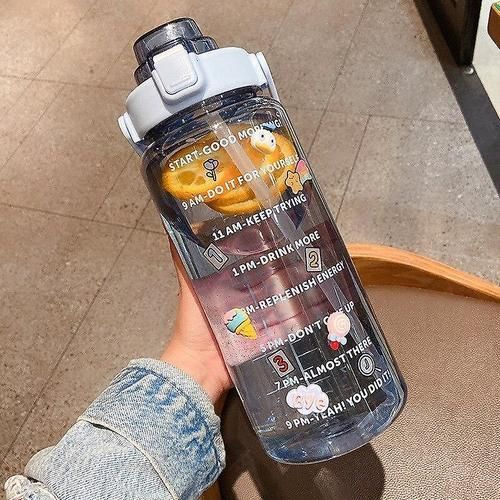 2000ml Large Capacity Plastic Straw Water Cup Sports Water Bottle High  Value Outdoor Camping Drinking Tools