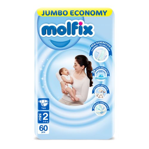 اشتري Molfix 3D Mini Diapers - Size 2 - 60 Pcs في مصر