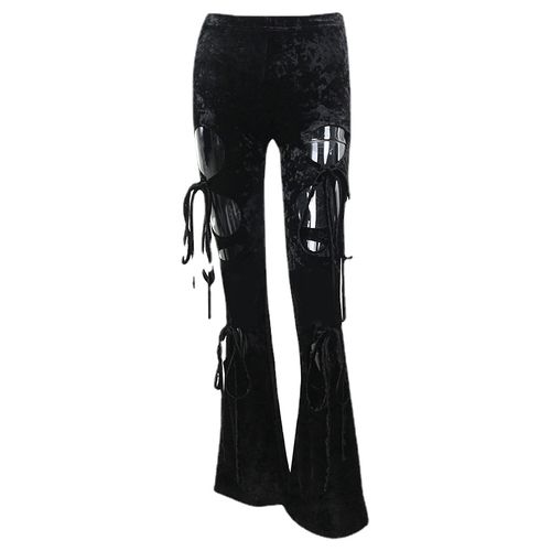Fashion (Black) Cut Out Bandage Black Pants Women Trashy Y2k