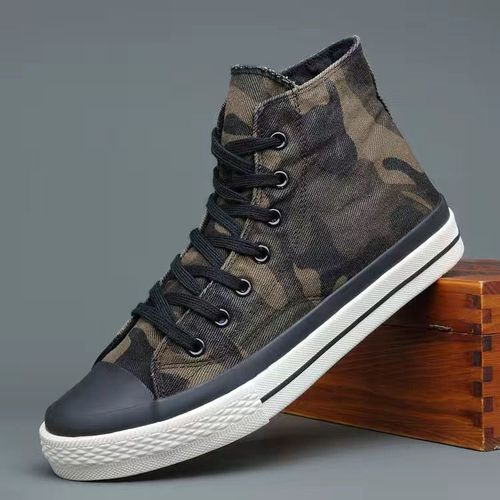 Buy Fashion Men Canvas Shoes High Top Sneakers（Green） in Egypt