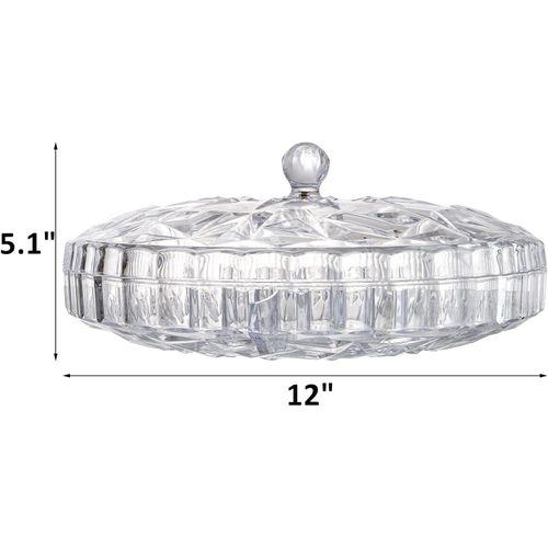 product_image_name-Generic-صينية تقديم دائرية من الأكريليك مع 6 مساحات تخزين وغطاء للوجبات الخفيفة للمقبلات وتخزين الطعام والفواكه والفواكه المجففة والفواكه - 30.4 سم-2