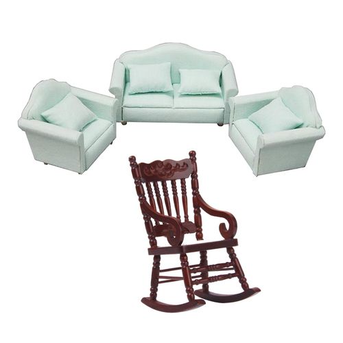 Generic Miniature Rocking Chairs And Sofa Set Model Scenery