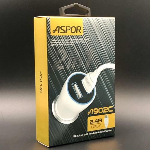 اشتري Aspor A902C Car Charger + USB Cable Type-c -  White في مصر