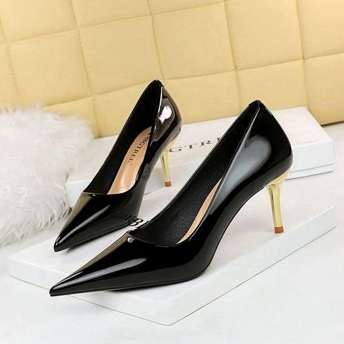 Fashion Metal Heel Pumps Women s High Heels Patent Leather Female Shoes Black Best Price Online Jumia Egypt