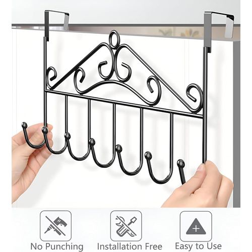 product_image_name-Generic-رف - رف متعدد الأغراض فوق الباب مع 7 خطافات لتعليق المعاطف والمناشف والحقائب والعباءات (قطعة واحدة من اللون المعروض)-7