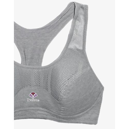 Generic سبورت برا -قطن-2 قطعة -اسود و رمادى