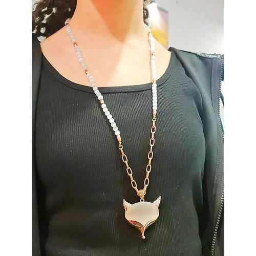 product_image_name-Generic-Fox head studded pendant long Necklace -2