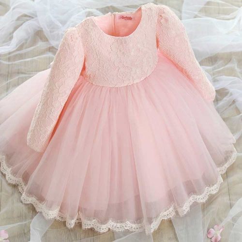 Ball Gown Off-the-Shoulder Tulle Long Sleeves Hand-Made Flower Floor-Length  Dresses | Fairy prom dress, Prom dresses long pink, Lace evening dresses